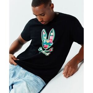 Psycho Bunny Nate Graphic Tee Mens 7 XL Multi-Color and Black New With Tags